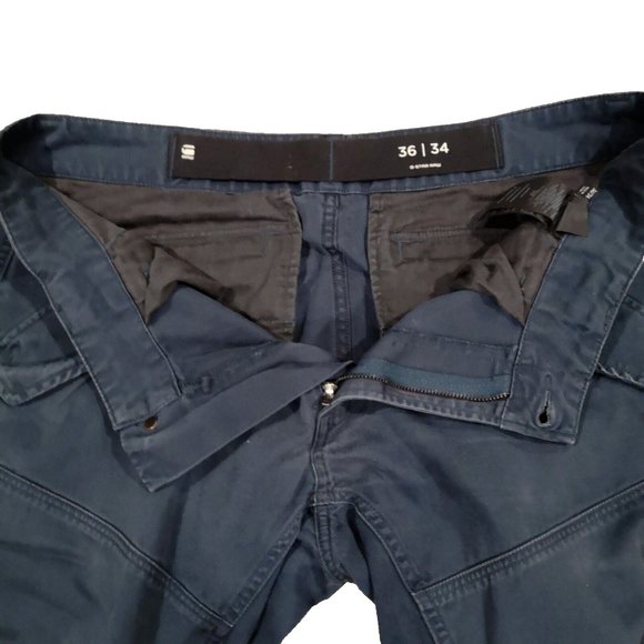 G Star Raw Pants Mens Tapered Leg Navy Drawstring Ankle Articulated Knee 36/34 - Picture 4 of 15